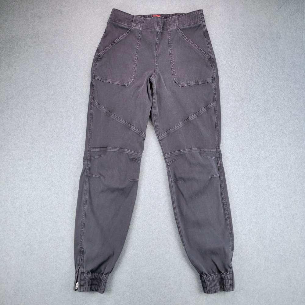 Spanx Stretch Twill Cargo Jogger Womens Large Charcoal Grey Moto Ankle Zip